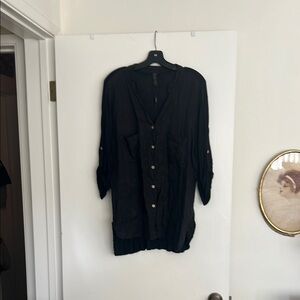 Black Knit Blouse with Long Sleeves
